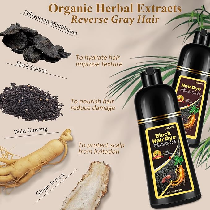 Burgundy Hair Dye Shampoo 3-IN-1,Gray Hair Coverage for Women & Men, Instant & Long-lasting Hair Color in Minutes, Pure Plant Extract Color Shampoo Hair Dye Kit for All Hair Types(Wine Red)