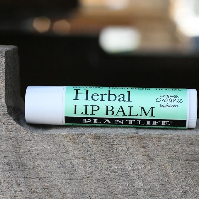 Plantlife Herbal Lip Balm - Organic Lip Balm Made with Beeswax, Calendula & Chamomile - Soothing Lip Balm for Chapped Lips - Helps Moisturize Lips & Works on Minor Cuts & Scrapes - Made in California
