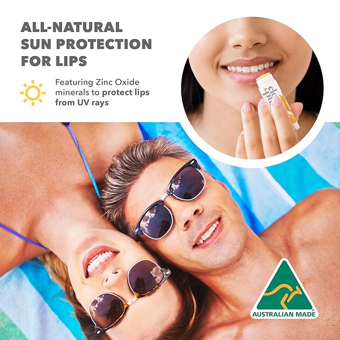 Lip Balm 3-Pack (Manuka Honey with Sunscreen) | Lip Care Set With 100% All Natural Beeswax | Vitamin E Oil | Flavored Lip Balm for Dry, Chapped Lips | Made in Australia