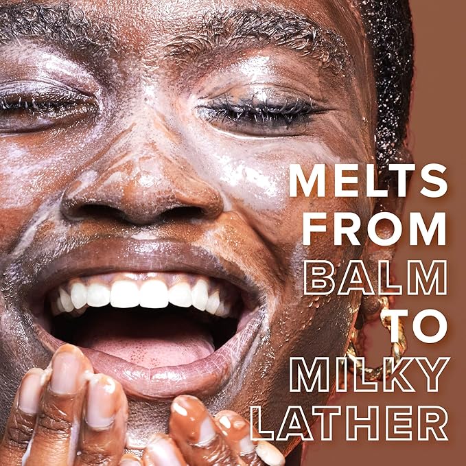 Farmacy Makeup Remover Cleansing Balm - Clearly Clean Sensitive Skin Makeup Remover + Oil Based Cleanser - Gentle Exfoliating Double Cleanser - Melts From Balm to Milky Lather - Fragrance Free (100ml)