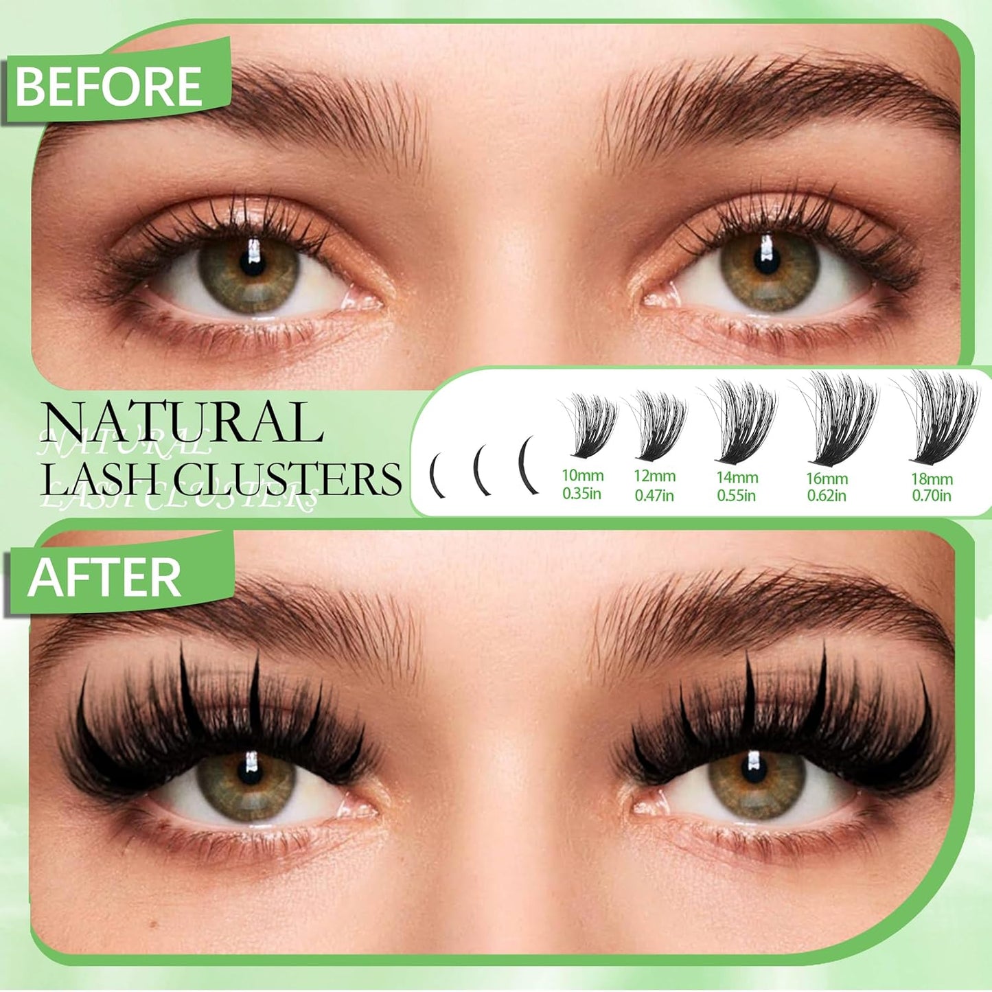 6 Box Mix Lashes Clusters Kit Gift Packs 1686Pcs with 2X Bond&Seal Volume Mega/Bottom Soft Extension False Eyelash D Curl Wispy Natural DIY Individual Fake Eyelashes for Beginners Bulk Pack