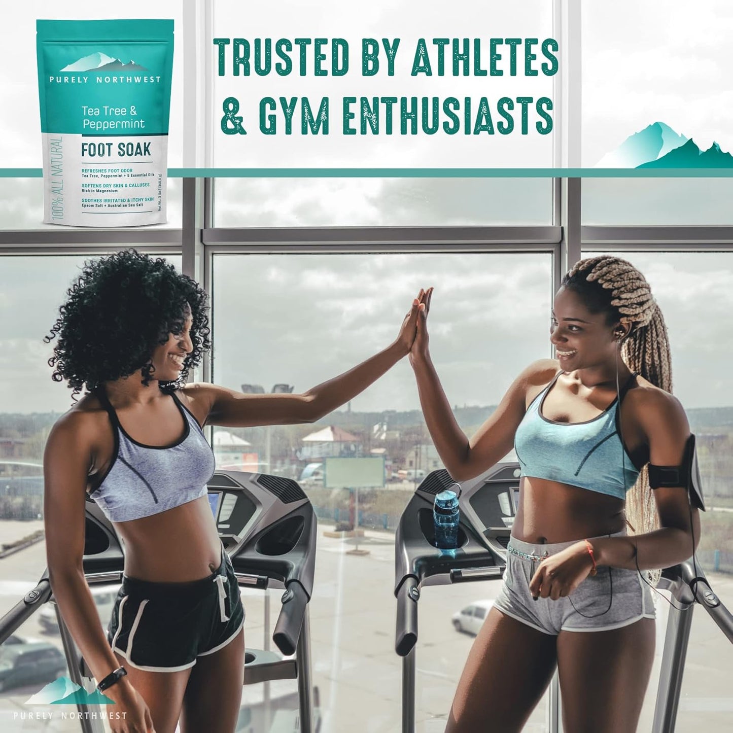 Epsom Salt Tea Tree Foot & Body Soak-Toenail Repair & Ingrown Nails, Athletes Foot Burning & Itching-Stubborn Foot Odor & Softens Callouses-Purely Northwest-USA 2 LB