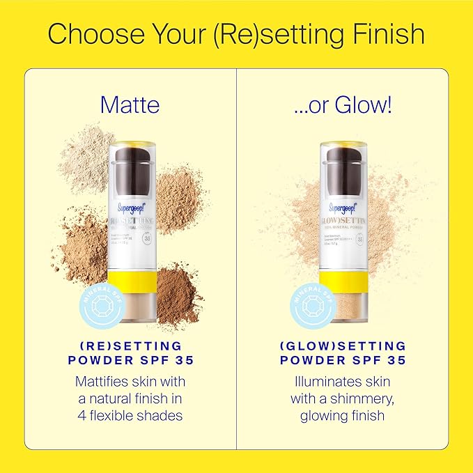 Supergoop! (Re) setting 100% Mineral Powder, Light - 0.15 oz - Makeup Setting Powder + Broad Spectrum SPF 35 PA+++ Sunscreen - With Ceramides, Olive Glycerides & Coated Silica Spheres