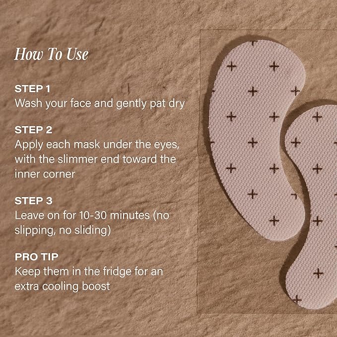 '+ Lux Unfiltered Cooling Under Eye Patches - Anti-Slip Caffeine Infused Korean Eye Mask - Reduces Puffiness, Brightens, & Hydrates Skin - Fragrance Free, Vegan, & Cruelty Free - 10 Count