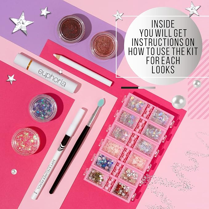 Euphoria makeup kit with glitter and gems/Professional makeup set