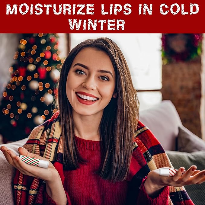 50 Pcs Christmas Peppermint Lip Balms Gifts Bulk Holiday Stocking Stuffers Holiday Treat Gifts Stuffer Goodie Christmas Party Supplies for Kids Women Men