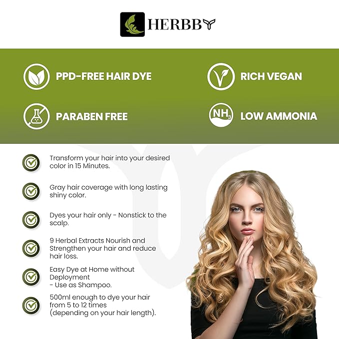 Hair Color Shampoo for Gray Hair Coverage&Color Transform with 9 Herbal Extracts –Long Lasting(6-8 Weeks),Shiny,Evenly Colored,Instant Hair Dye Shampoo&Conditioner, 500 Ml (BLONDE BROWN COLOR)