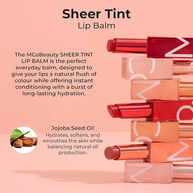 MCoBeauty Sheer Tint Lip Balm, Lava, Nourishing Tint for Healthy, Luscious Lips, Vegan, Cruelty Free Cosmetics