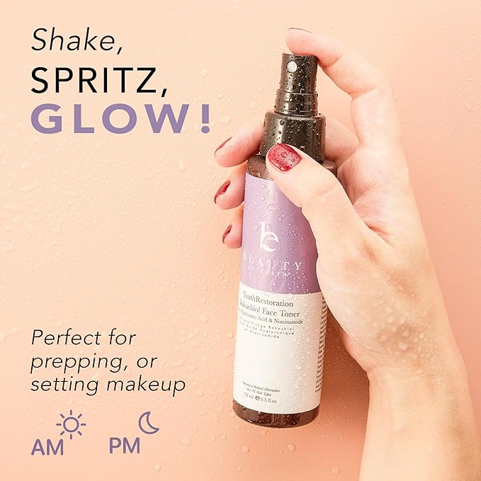 Bakuchiol Face Toner - USA Made with Natural & Organic Ingredients, Skin Toner for Oily and Acne Prone Skin, Spray Toner for Aging Skin, Smoothes Fine Lines & Wrinkles, Face Toner for Women Anti Aging