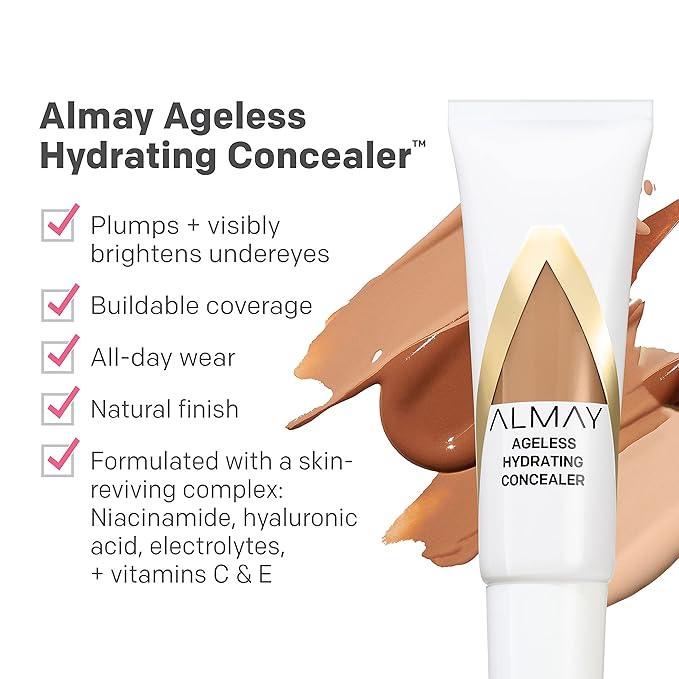 Almay Anti-Aging Concealer, Face Makeup with Hyaluronic Acid, Niacinamide, Vitamin C & E, Hypoallergenic, -Fragrance Free, 020 Light Medium, 0.37 Fl Oz (Pack of 1)