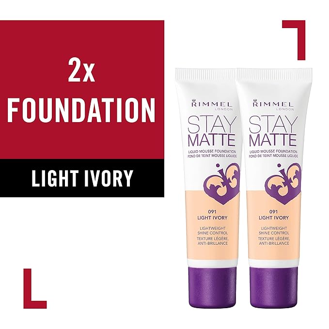 Rimmel, Stay Matte Foundation, Light Ivory 2 count (Pack of 1)