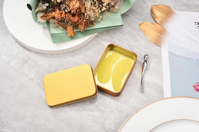 CCbeauty Reusable Under Eye Patches + Eye Cream Applicator Value Set | 100% Silicone Eye Gel Pads | Boost Hydration | Minimize Fine Lines + Wrinkles + Dark Circles | Storage Tin Included | Mango