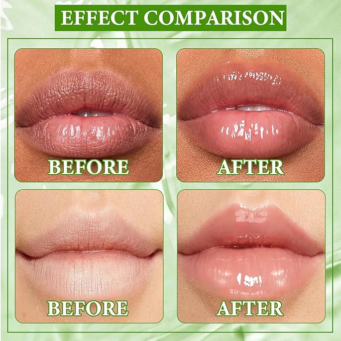 Lip Plumper Set,Lip Plumper Oil Gloss Moisturizing Lip Plumper Lip Care Serum,Hydrating Plump Gloss Reduce Fine Lines,Lip Plumper for Day & Night Use Set A（2Pcs）