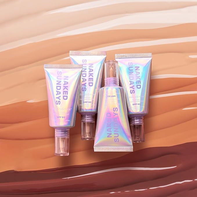 Naked Sundays BeautyScreen™ SPF 50 Mineral Peptide Foundation Tint – 2-in-1 Skin Tint & Mineral Sunscreen | Radiant, Buildable Coverage, Acne-Safe, Infused with Peptides (6 Tan Caramel, 1.01 oz)