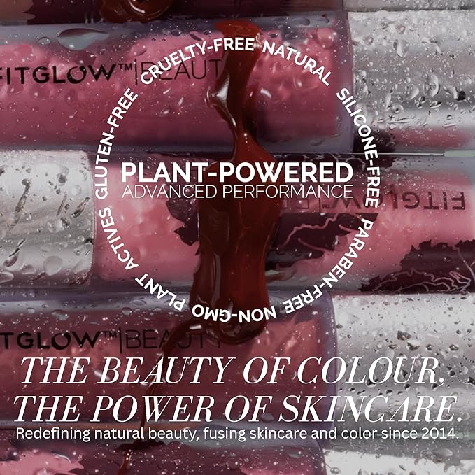 FITGLOW Beauty Lip Colour Serum | Hydrating Lip Gloss | Plumping Anti-Aging Lip Treatment | Natural Shine with Pomegranate Sterols & Collagen | Buildable Color for Dry Chapped Lips | Buff - 10g