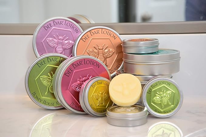 Bee Bar Honey House Naturals Duo – Vanilla - Small 6 Ounce and Large 2 Ounce– All Natural Ultra Moisturizing Lotion Bar Infused with Essential Oils and Butters – Made in USA