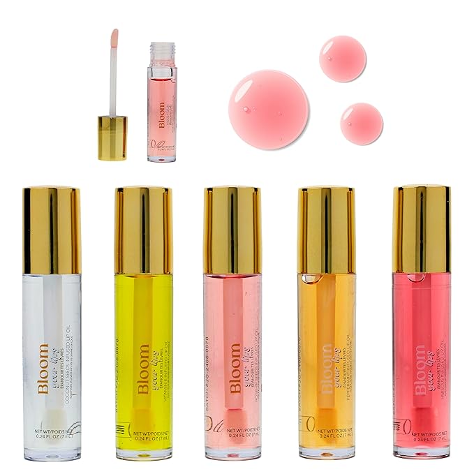 Expressions 5pc Lip Oil Set - Bloom Your Lips Style Essentials Lip Oils, Lip Healing Lip Oil Collection with Precision Applicator Wand | Moisturizing for Everyday Lip Care and Lip Repair (DAISY)