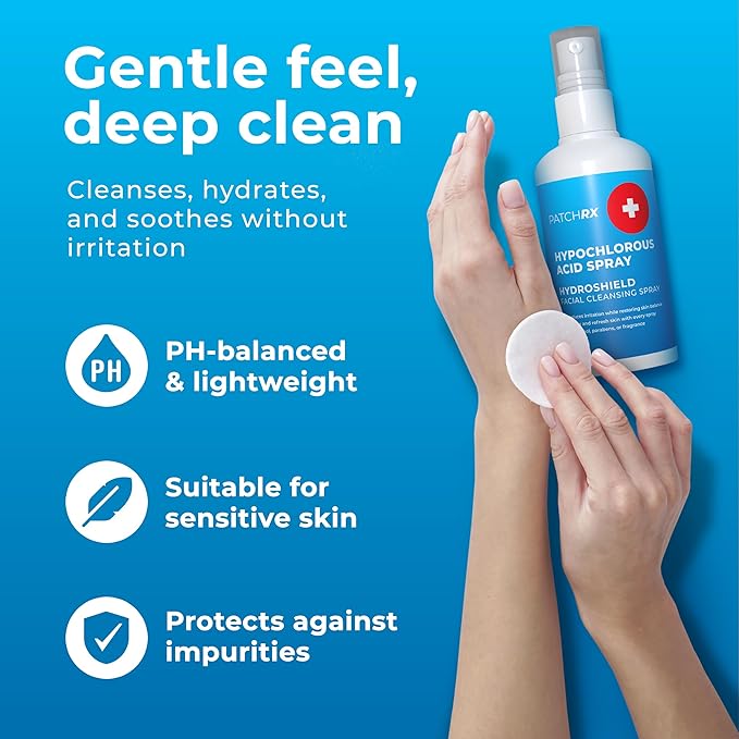 Hypochlorous Acid Spray (8oz, Reduces Acne), Targets Bacteria - HOCL Facial Cleanser Acne Spray for Face, Body, Eczema, Pimples, Breakouts & Overall Skin Recovery (Reduces Redness)