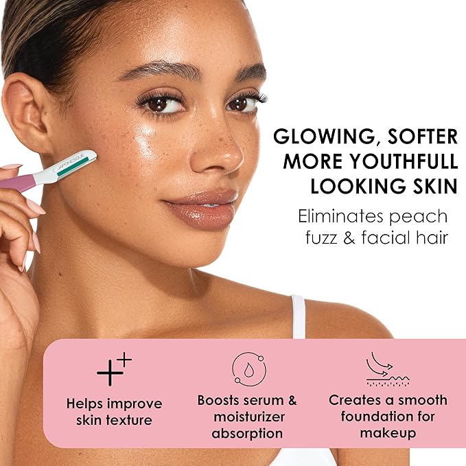 Japonesque Dermaplaner with Soothing Aloe Comfort Strip - Facial Dermaplane Razor, Skin Tool with Ultra Precision Blade for Facial Hair Removal and Exfoliation, 5pk