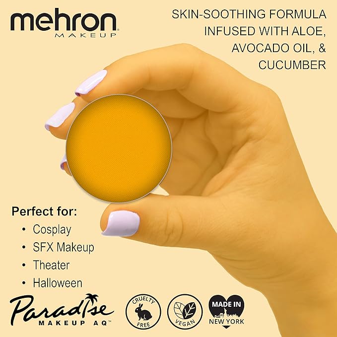 Mehron Makeup Paradise Makeup AQ Refill Size | Stage & Screen, Face & Body Painting, Beauty, Cosplay, and Halloween | Water Activated Face Paint, Body Paint, Cosplay Makeup .25 oz (7 ml) (MANGO)
