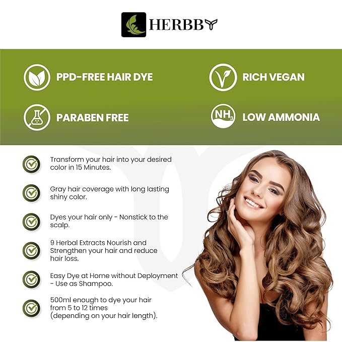 Hair Color Shampoo for Gray Hair Coverage&Color Transform with 9 Herbal Extracts –Long Lasting(6-8 Weeks),Shiny,Evenly Colored,Instant Hair Dye Shampoo&Conditioner, 500 Ml (LIGHT BROWN COLOR)