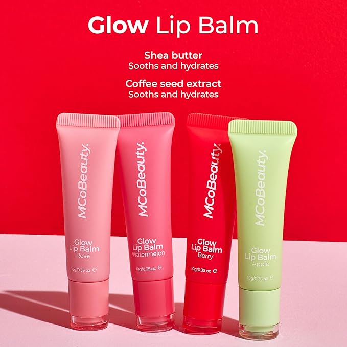MCoBeauty Glow Lip Balm, Berry, Nourishing Tint for Luscious Lips, Vegan, Cruelty Free Cosmetics