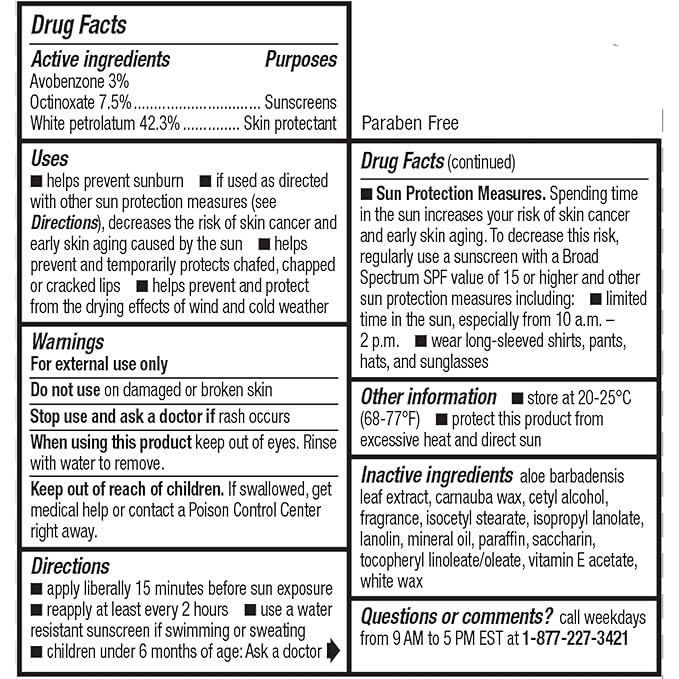 ChapStick Moisturizer Original Lip Balm Tube, SPF 15 and Skin Protectant - 0.15 Oz