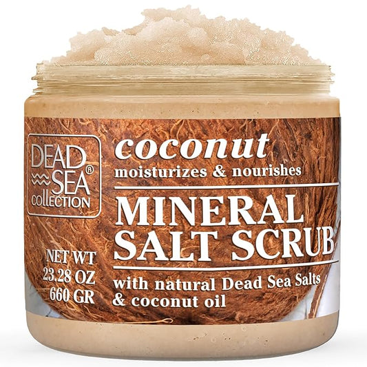 Dead Sea Collection Coconut Salt Scrub – Exfoliating Body Scrub for Women – Moisturizing and Nourishing Skin – with Pure Oils and Dead Sea Minerals (23.28 Oz)