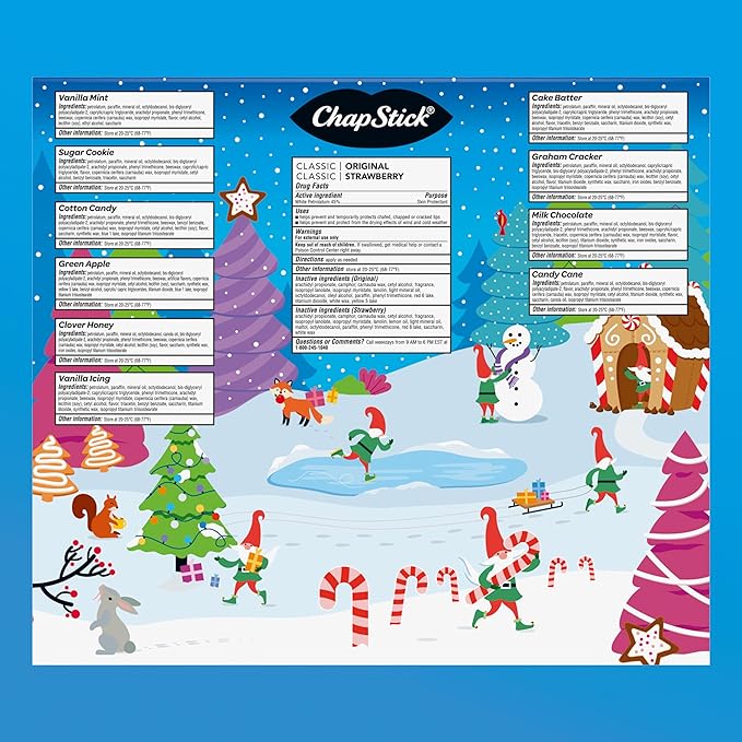 ChapStick 12 Days of Holiday Advent Calendar Lip Balm Gift Set - 0.15 Oz