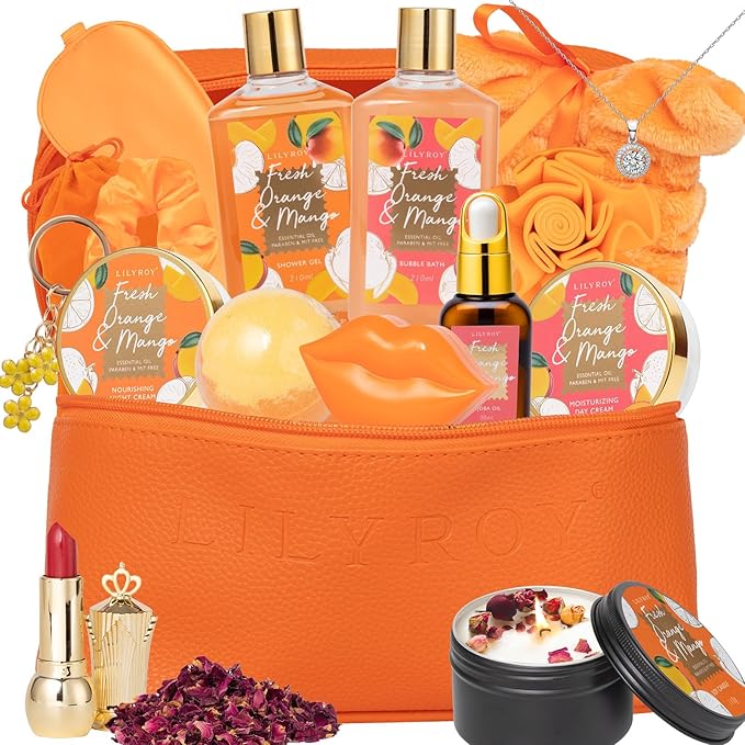Mother's Day Gift for Mom - Luxury 20-Piece Tropical Spa Gift Set for Women, Bath & Body Care Kit with Shower Gel, Makeup Bag | Christmas, Valentine's, Birthday, Relaxation Gift for All Occasions
