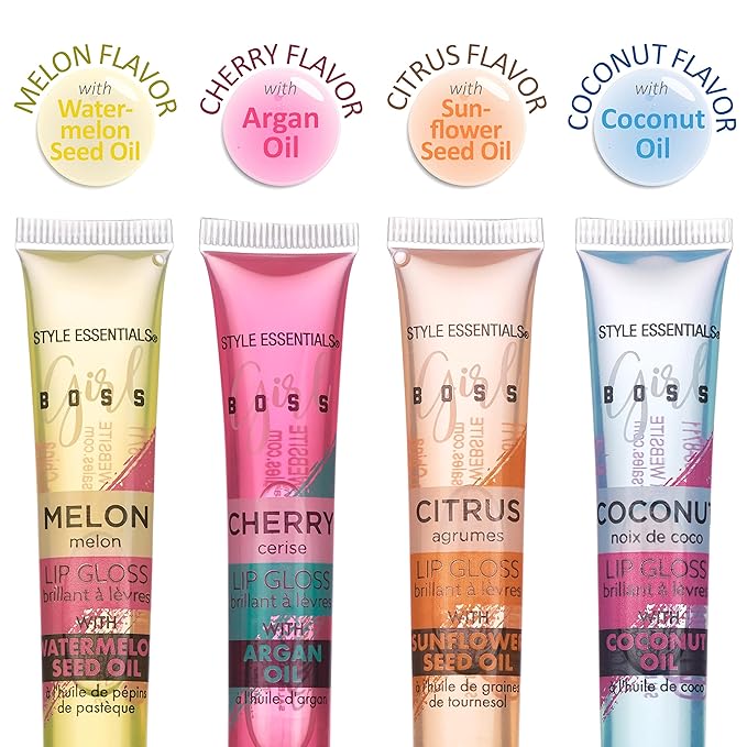 Expressions 12pc Lip Gloss Lip Oil Collection – Lip Gloss Tubes with Essential Oils, Moisturizing, Hydrating Lip Glosses, Lip Glow Oil, Hydrating Lip Balm