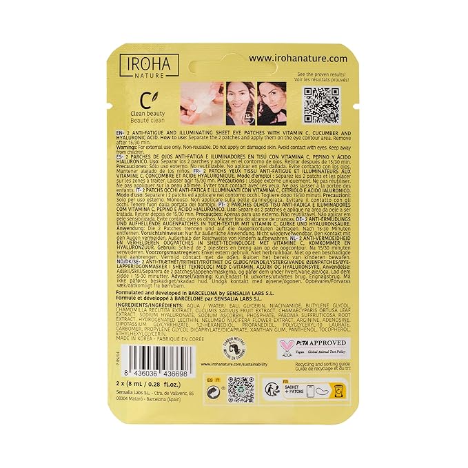 Eye Masks for Anti-Fatigue & Illuminating, Pack of 5 Pairs - Reduces Dark Circles, Puffiness - Hydrating with Vitamin C, Cucumber, Hyaluronic Acid - Vegan, Cruelty-Free Skincare Treatment