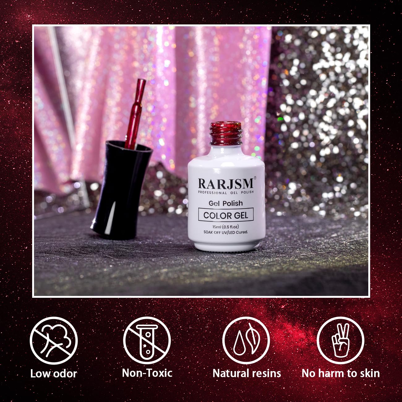 RARJSM Red Cat Eye Gel Nail Polish Diamond Dark Red Velvet Cateye Gel Polish 15ml Single Bottle with Magnet Stick Reflective Shimmer UV LED Curing Requires Soak Off for Home Salon Christmas Manicure