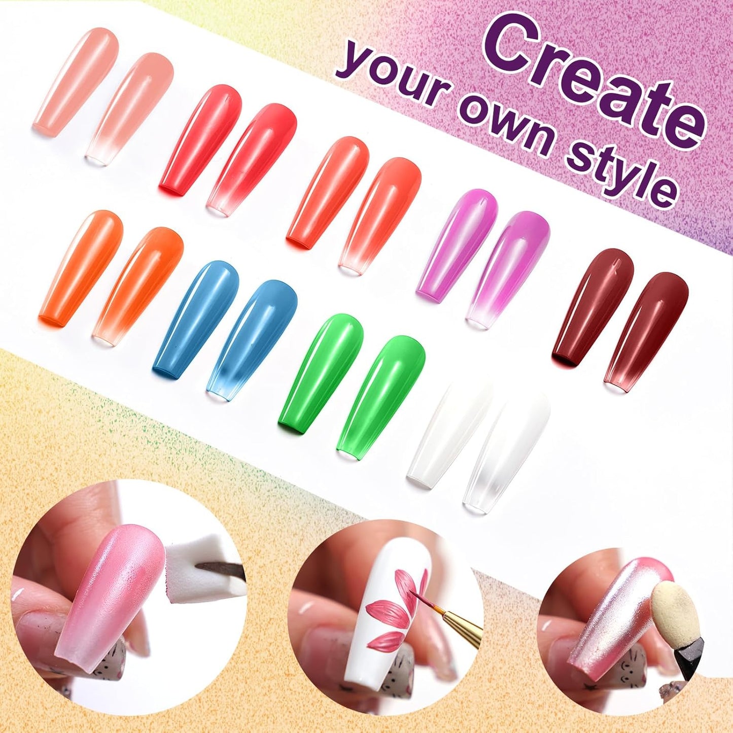 Gradient Painting Gel, 9 Colors Ombre Gel Nail Polish Sponging for Pigment Pat Nails Aura Nails French Manicure Long-lasting Home Salon DIY Nail Art Fluorescent