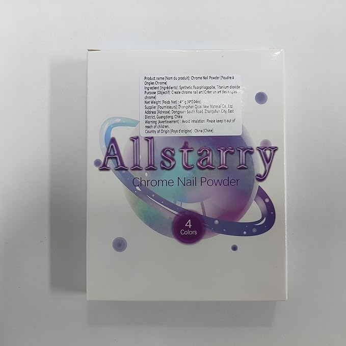 Allstarry White Chrome Nail Powder, 4 PCS Color-Shift Chameleon Chrome Effect Powder Neon Aurora Glitter Dust Iridescent Pearlescent Pearl Pigment for Nail Art Decoration, Gel Polish, Resin Craft