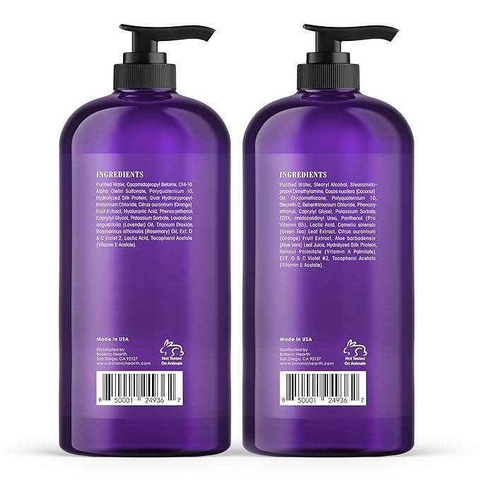 Botanic Hearth Purple Shampoo And Conditioner Set | For All Shades Of Blonde, Silver And Gray Hair | Enhances Highlights | Sulfate Free, Paraben Free, 16 Fl Oz Each