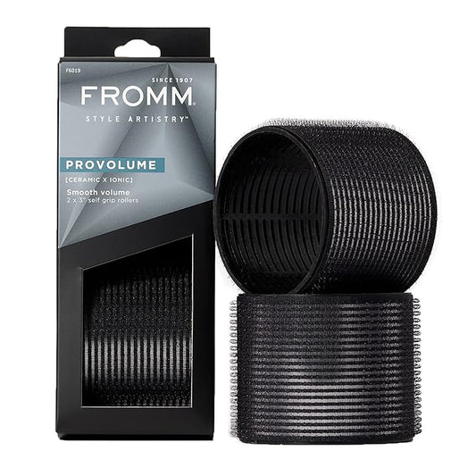 Fromm ProVolume 3" Self-Grip Ceramic Ionic Thermal Hair Rollers, 2 Count Large Salon Quality Hair Curlers for Medium and Long Hair, Blowouts, Curtain Bangs