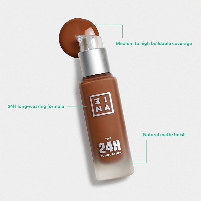 3INA The 24H Foundation 609-24H Light Pink Cream, 1.01 Oz - Medium To High Buildable Coverage, Smooth Matte Finish, Cruelty Free, Vegan, Waterproof