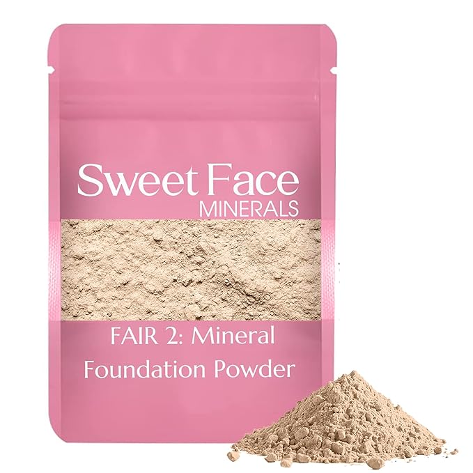 Foundation Powder Refill (Fair Shade 2)(12 Gram Bag) By Sweet Face Minerals, Lightweight Mineral Loose Makeup Powder with SPF 20, Full Coverage Flawless Finish, Talc-free, Cruelty-Free, Refill Pouch