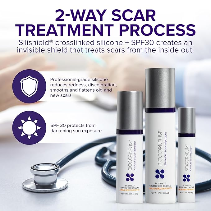 Advanced Scar Treatment with Silishield® & SPF 30 20g - Made in the USA, Fast-Drying, Water-Resistant Silicone Scar Gel - Surgeon Recommended for New & Old Scars - Suitable for Children Over 6 Months