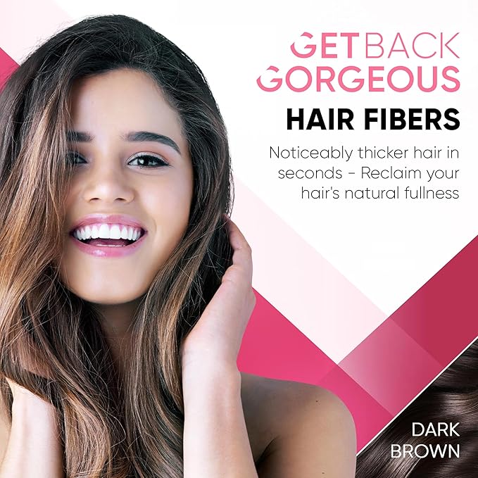 GBG Hair Fibers for Thinning Hair & Bald Spots (Dark Brown) - 25g Bottle - Conceals Hair Loss - Instant Cover Up & Volume in 30 Seconds, Hair Powder for Women & Men - Cruelty Free