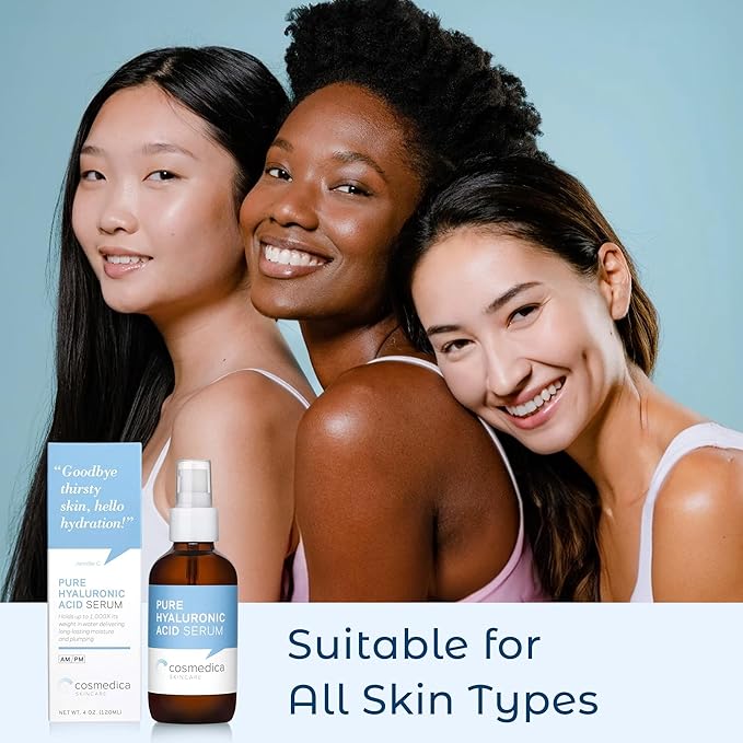 Cosmedica Hyaluronic Acid Serum for Skin – 4 Fl. Oz Hydrating Facial Moisturizer with Anti-Aging Skin Care Properties. Beauty and Skin Care