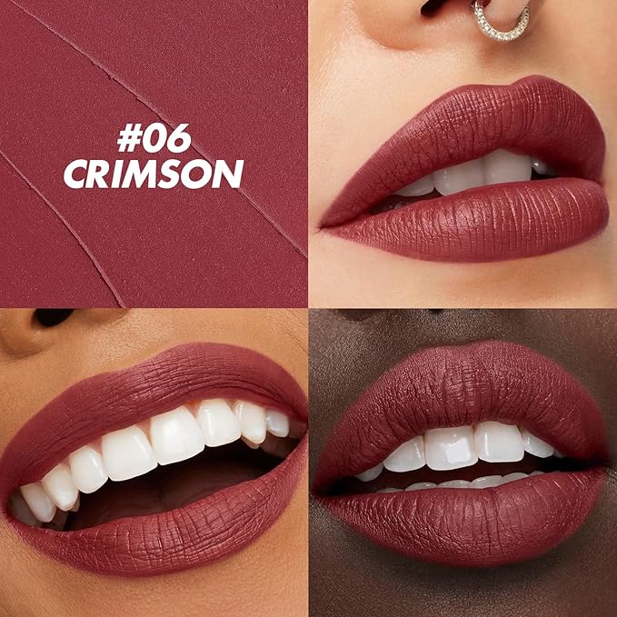 FOCALLURE Ultra Chic Matte Lipstick,Rich Vitamin E Lip Crayon,Lightweight Matte Color without Drying or Fading,Long Lasting Waterproof Lips Makeup,CRIMSON