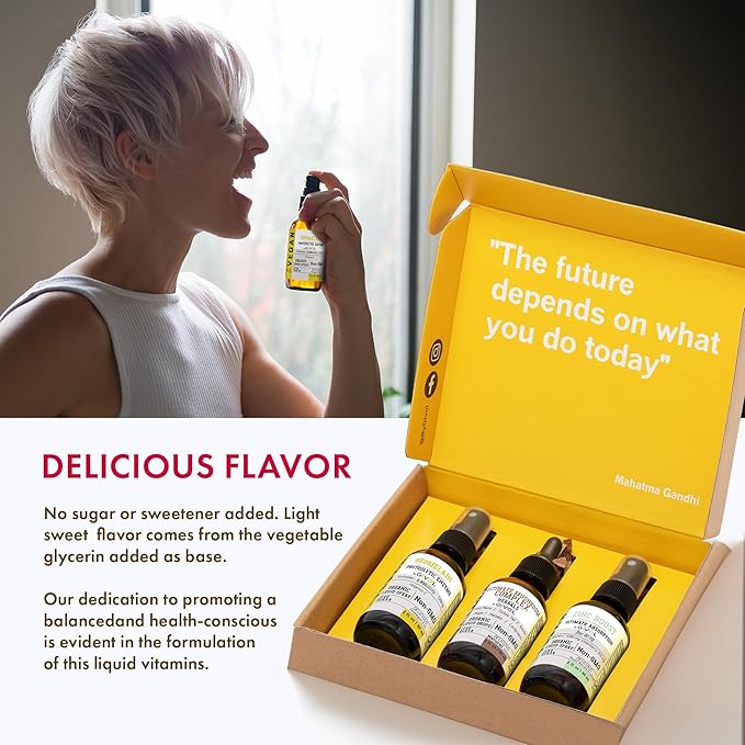 Digestive Harmony Bundle Liquid Vitamin Trio Mushroom Complex Lions Mane, Reishi, Maitake & Chaga, Zinc Picolinate & Bromelain | Non-GMO | Gluten Free | Sugar Free | 2 Fl Oz | 240 Days Supply