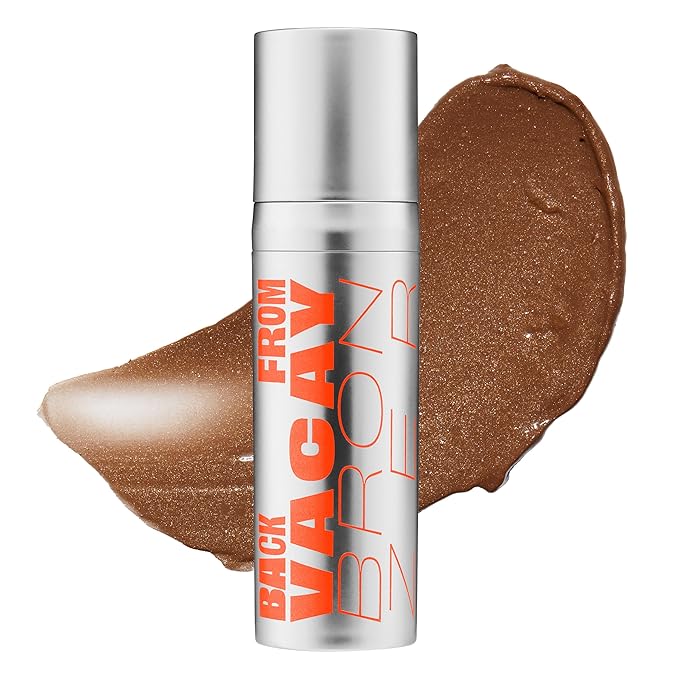 GOOD WEIRD Back From Vacay Bronzer - Vegan Liquid Face Bronzer Gel Cream for Men and Women | Natural Glow Lightweight Highlighter Makeup | Subtle Shimmer | 0.56 fl. oz. | WAIKIKI (Medium Bronze)
