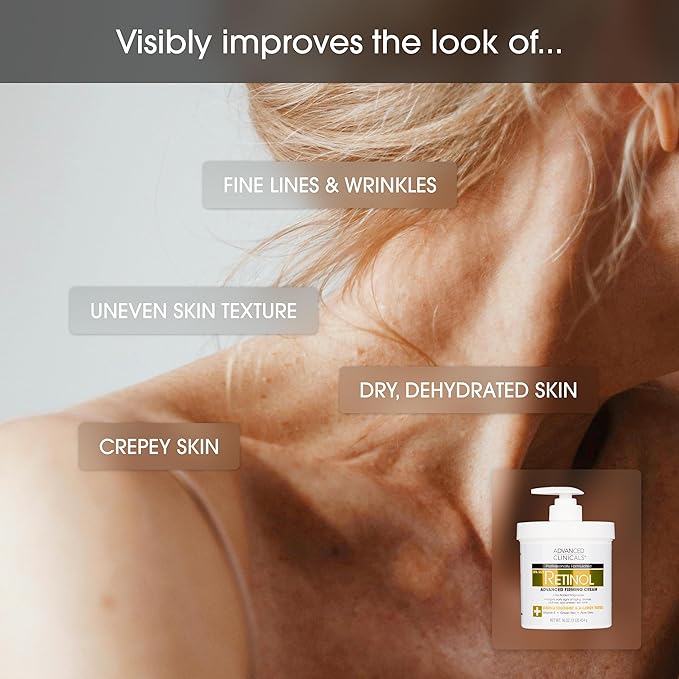 Advanced Clinicals Retinol Body Lotion + Collagen Body Oil 2pc Skincare Set For Women & Men | Fragrance Free Retinol Lotion + Collagen Massage Body Oil To Improve Appearance Of Crepey Skin, 2pc Set