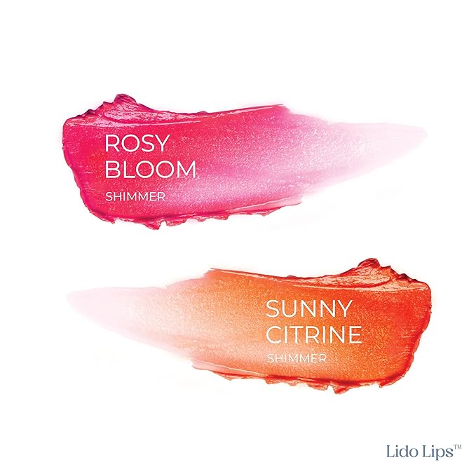 Tinted Lip Balm Bundle - Moisturizing, Hydrating Sheer Buildable Lip Color with Hyaluronic Acid, Vitamin E & rich oil - Set of 2: Rosy Bloom & Sunny Citrine