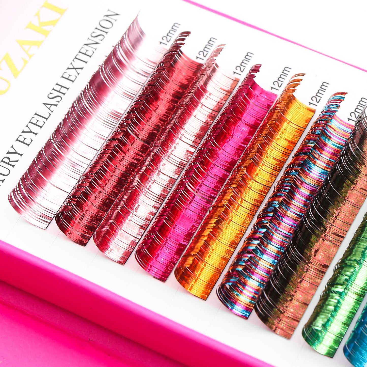 Glitter Spike Tinsel Eyelash Extensions 0.07 Colored Lashes Extension D Curl Lashes 13mm Lash Extensions Soft False Eyelashes Volume Lashes 12 Rows Professional Use(Glitter,0.07-D,13mm)