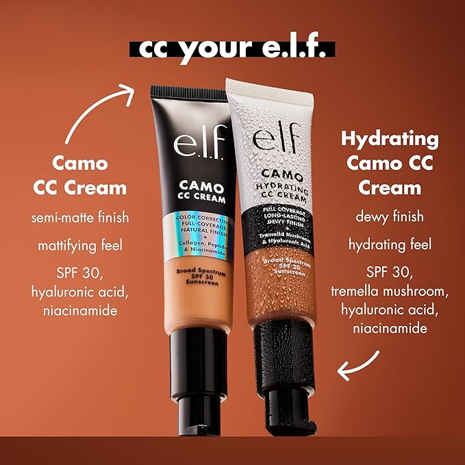 e.l.f. Hydrating Camo CC Cream, SPF 30, Color Correcting Full Coverage Foundation For A Dewy Finish, Vegan & Cruelty-Free, Fair 120 N