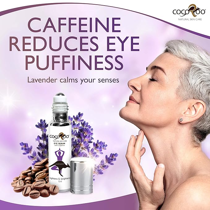 Caffeinated Eye Serum, Nutrient-Dense, 100% Pure, Natural & Vegan (Lavender)